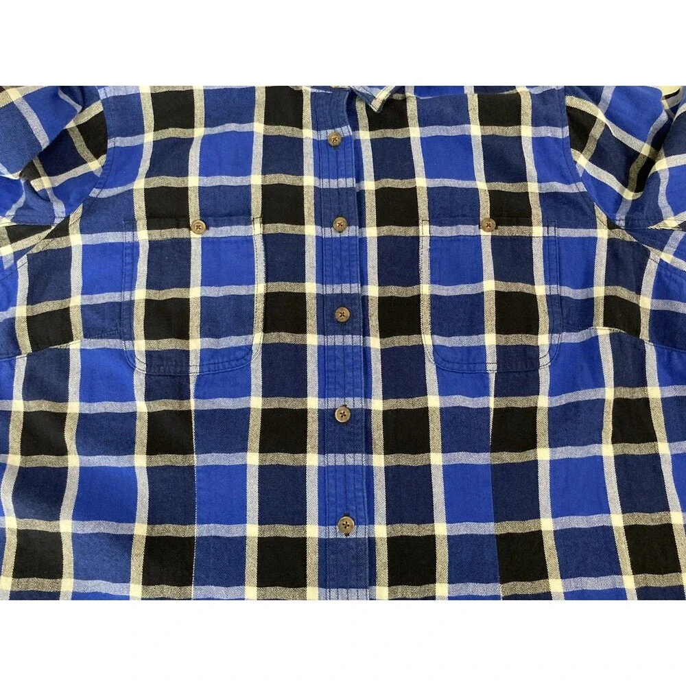 Duluth Flannel Shirt Womens 3X Blue White Plaid Free Swinging Button Up Top - Picture 3 of 8